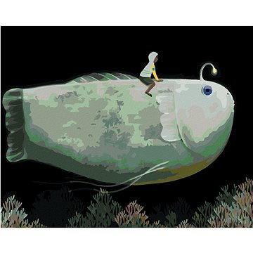 Obří ryba s lampičkou, 40×50 cm, vypnuté plátno na rám (6049001)