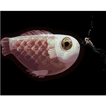Obří ryba s potápěčem, 40×50 cm, vypnuté plátno na rám (6048931)