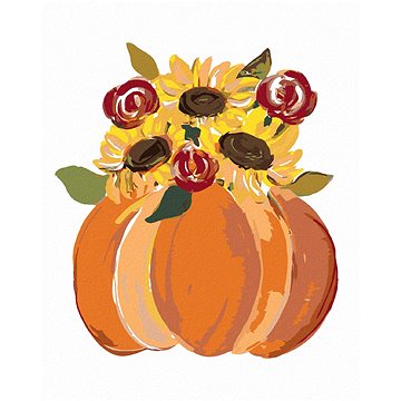 Oranžové dýně se slunečnicemi (Haley Bush), 40×50 cm, vypnuté plátno na rám (5018531)