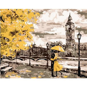 Pár ve žlutém Londýně, 80×100 cm, vypnuté plátno na rám (6052083)