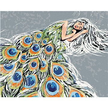 Paví žena, 40×50 cm, vypnuté plátno na rám (6039631)