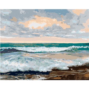 Pláž s velkými vlnami, 40×50 cm, vypnuté plátno na rám (5013141)