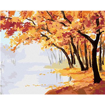 Podzimní červený les, 40×50 cm, bez rámu a bez vypnutí plátna (6044850)