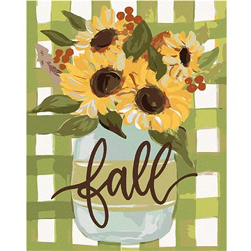 Podzimní slunečnice Gingham (Haley Bush), 40×50 cm, bez rámu a bez vypnutí plátna (5017940)