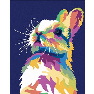 Pop-art králík na modrém pozadí, 40×50 cm, bez rámu a bez vypnutí plátna (6055810)