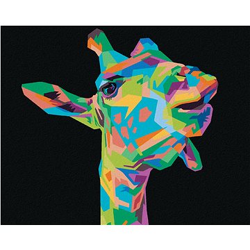 Pop-art žirafa na černém pozadí, 80×100 cm, vypnuté plátno na rám (6044613)