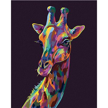 Pop-art žirafa na fialovém pozadí, 40×50 cm, bez rámu a bez vypnutí plátna (6044620)