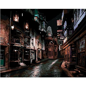Příčná ulice v noci (Harry Potter), 40×50 cm, bez rámu a bez vypnutí plátna (6066670)