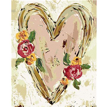 Růžové srdce s květinami II (Haley Bush), 40×50 cm, vypnuté plátno na rám (5017961)