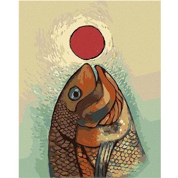 Ryba s červeným kolečkem, 40×50 cm, vypnuté plátno na rám (6048991)
