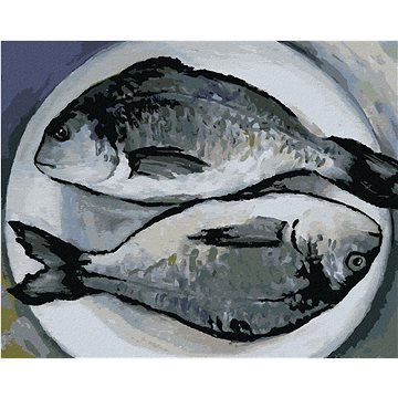 Ryby na talíři, 40×50 cm, vypnuté plátno na rám (6051491)