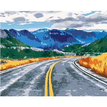 Silnice a hory, 80×100 cm, vypnuté plátno na rám (6045833)