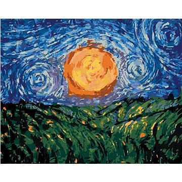 Slunce na obloze podle Van Gogha, 40×50 cm, bez rámu a bez vypnutí plátna (6056850)