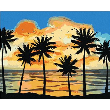 Slunce svítící na palmy, 40×50 cm, bez rámu a bez vypnutí plátna (6056780)