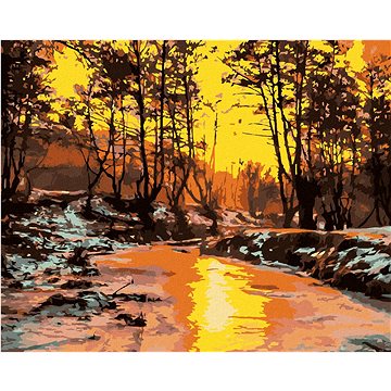 Studený západ slunce, 40×50 cm, vypnuté plátno na rám (6056751)