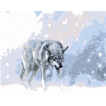 Šedý vlk v zimní krajině, 40×50 cm, bez rámu a bez vypnutí plátna (6052360)