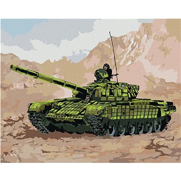 Tank ve válce v horách, 80×100 cm, vypnuté plátno na rám (6040133)