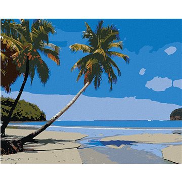 Tropická pláž v Karibiku, 40×50 cm, vypnuté plátno na rám (5010751)