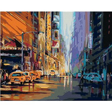 Večerní život v New Yorku, 40×50 cm, bez rámu a bez vypnutí plátna (6045680)