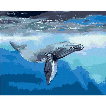 Velryba v temném moři, 40×50 cm, vypnuté plátno na rám (6050691)