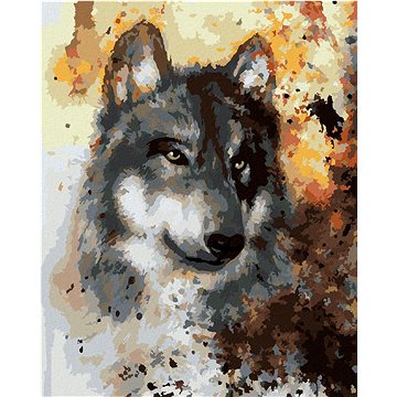 Vlk na hnědém pozadí, 40×50 cm, bez rámu a bez vypnutí plátna (6052560)