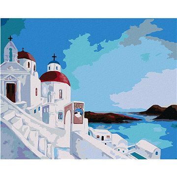 Výhled na moře z řeckého ostrova, 40×50 cm, bez rámu a bez vypnutí plátna (5020810)