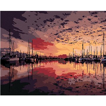 Východ slunce nad přístavem, 40×50 cm, vypnuté plátno na rám (6056861)