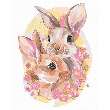 Zamilovaný pár králíků, 40×50 cm, bez rámu a bez vypnutí plátna (6056090)