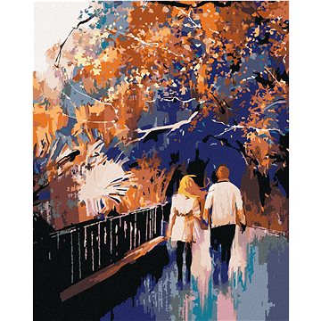 Zamilovaný pár v parku, 40×50 cm, vypnuté plátno na rám (6039651)