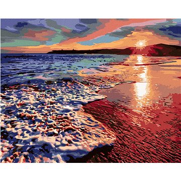 Západ slunce na břehu pláže II, 40×50 cm, bez rámu a bez vypnutí plátna (6056830)