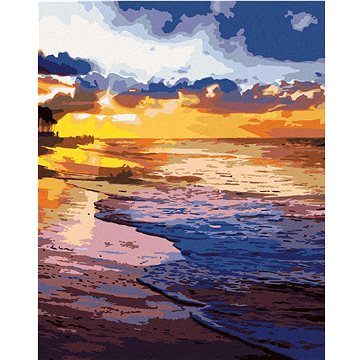 Západ slunce na břehu pláže, 40×50 cm, bez rámu a bez vypnutí plátna (6056840)