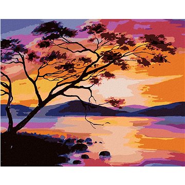 Západ slunce na jezeře, 80×100 cm, bez rámu a bez vypnutí plátna (6045052)