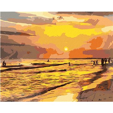 Západ slunce na pláži, 40×50 cm, vypnuté plátno na rám (6056971)