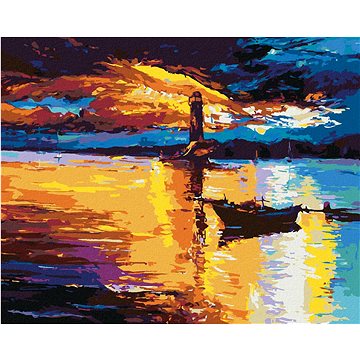 Západ slunce nad majákem, 40×50 cm, vypnuté plátno na rám (6056871)