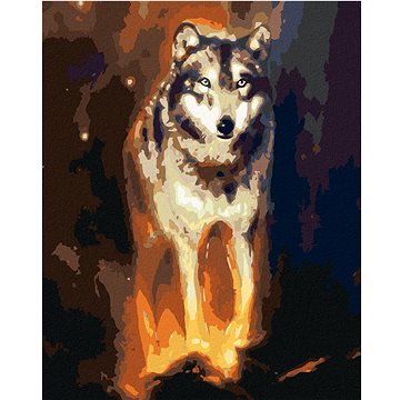 Zářící vlk ve vesmíru, 40×50 cm, bez rámu a bez vypnutí plátna (6048630)