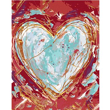 Zelené srdce na červeném pozadí (Haley Bush), 80×100 cm, bez rámu a bez vypnutí plátna (5017762)