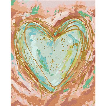 Zelené srdce na růžovém pozadí (Haley Bush), 40×50 cm, bez rámu a bez vypnutí plátna (5019030)