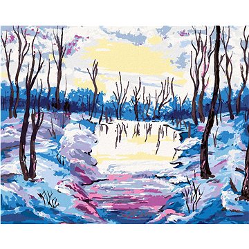Zimní les s výhledem na řeku, 40×50 cm, bez rámu a bez vypnutí plátna (6044880)