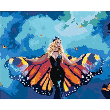 Žena a obrovské motýlí křídla, 40×50 cm, bez rámu a bez vypnutí plátna (6038670)