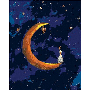 Žena stojící na měsíci, 40×50 cm, bez rámu a bez vypnutí plátna (6047520)
