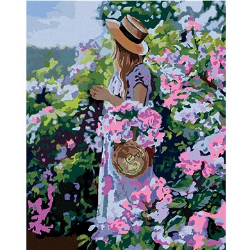 Žena v klobouku u květin, 40×50 cm, bez rámu a bez vypnutí plátna (6038790)