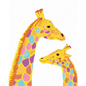Žirafa a její mládě, 40×50 cm, bez rámu a bez vypnutí plátna (6044680)