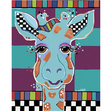 Žirafa na barevném pozadí (Jonna James), 40×50 cm, bez rámu a bez vypnutí plátna (6020950)