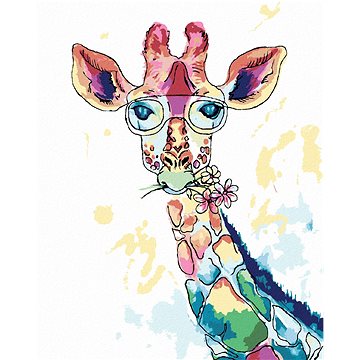 Žirafa s brýlemi, 40×50 cm, bez rámu a bez vypnutí plátna (6044670)