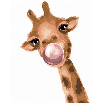 Žirafa se žvýkačkou, 40×50 cm, bez rámu a bez vypnutí plátna (6044660)