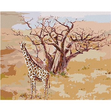 Žirafa v Keni, 40×50 cm, bez rámu a bez vypnutí plátna (6044630)