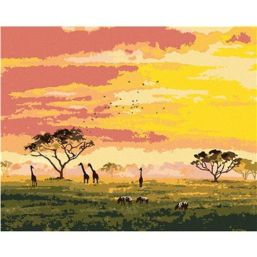 Žirafy a zebry, 40×50 cm, bez rámu a bez vypnutí plátna (6044640)