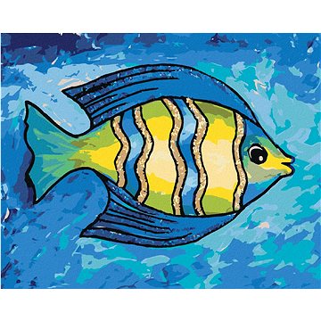 Žlutomodrá rybka, 80×100 cm, vypnuté plátno na rám (6051383)
