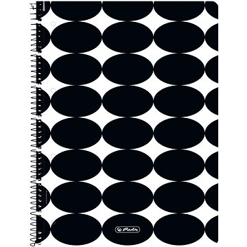 HERLITZ A4, 80 listů, čtverečkovaný, spirálový, motiv Just Black (50039869)