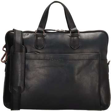 Sortland Kožená taška Leira na notebook 15,6" černá (DICKENS001)